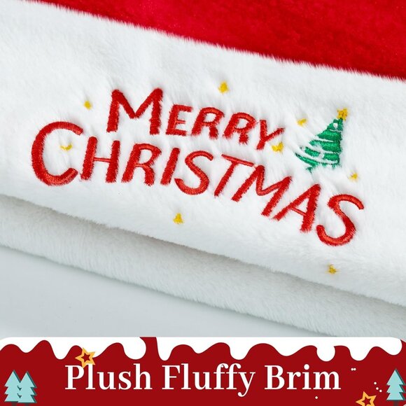 Unisex Velvet Santa Hat Classic Xmas Holiday Party Headwear for Adults - Picture 3 of 6